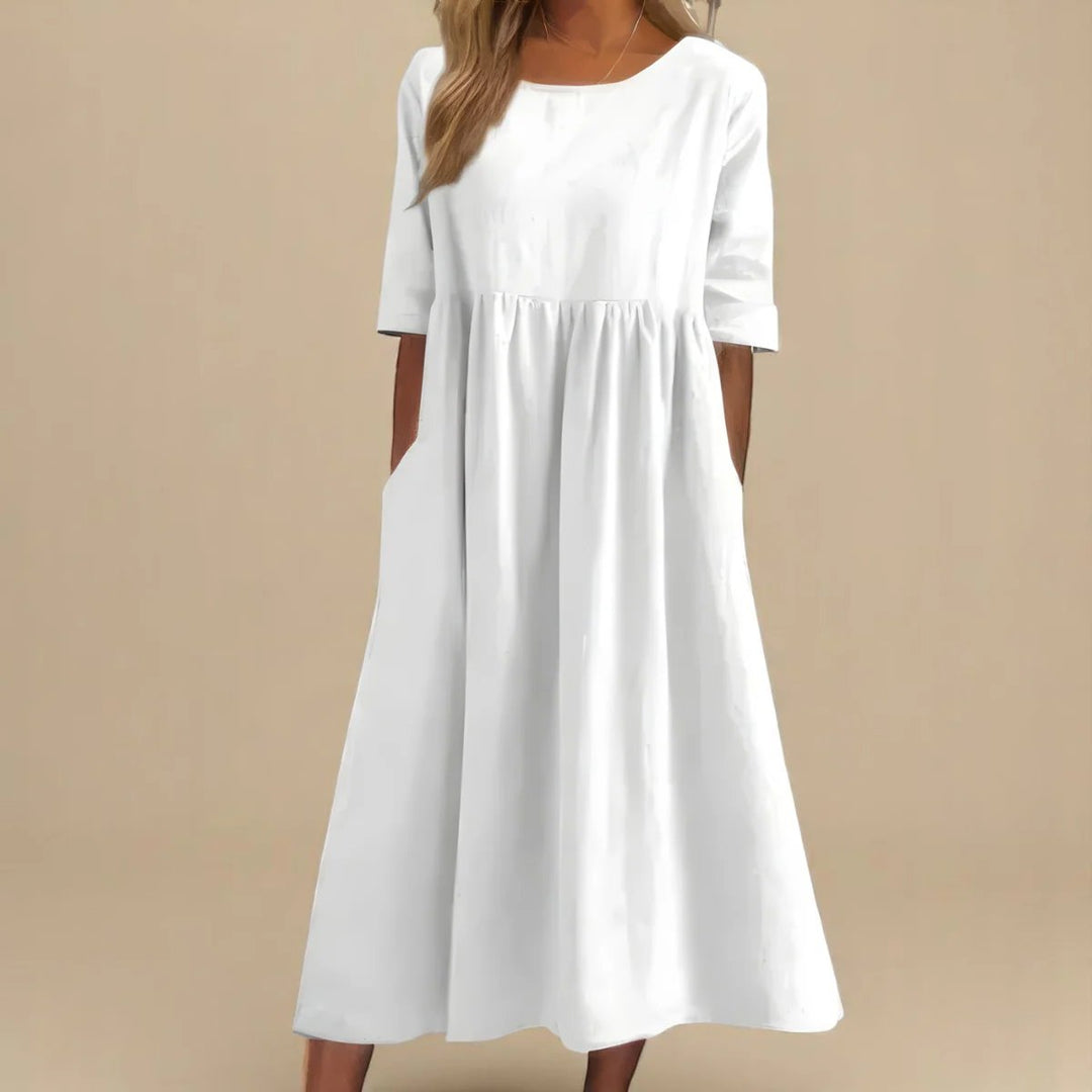 Gia™ | Relaxed Round Neck Mid Sleeve Dress