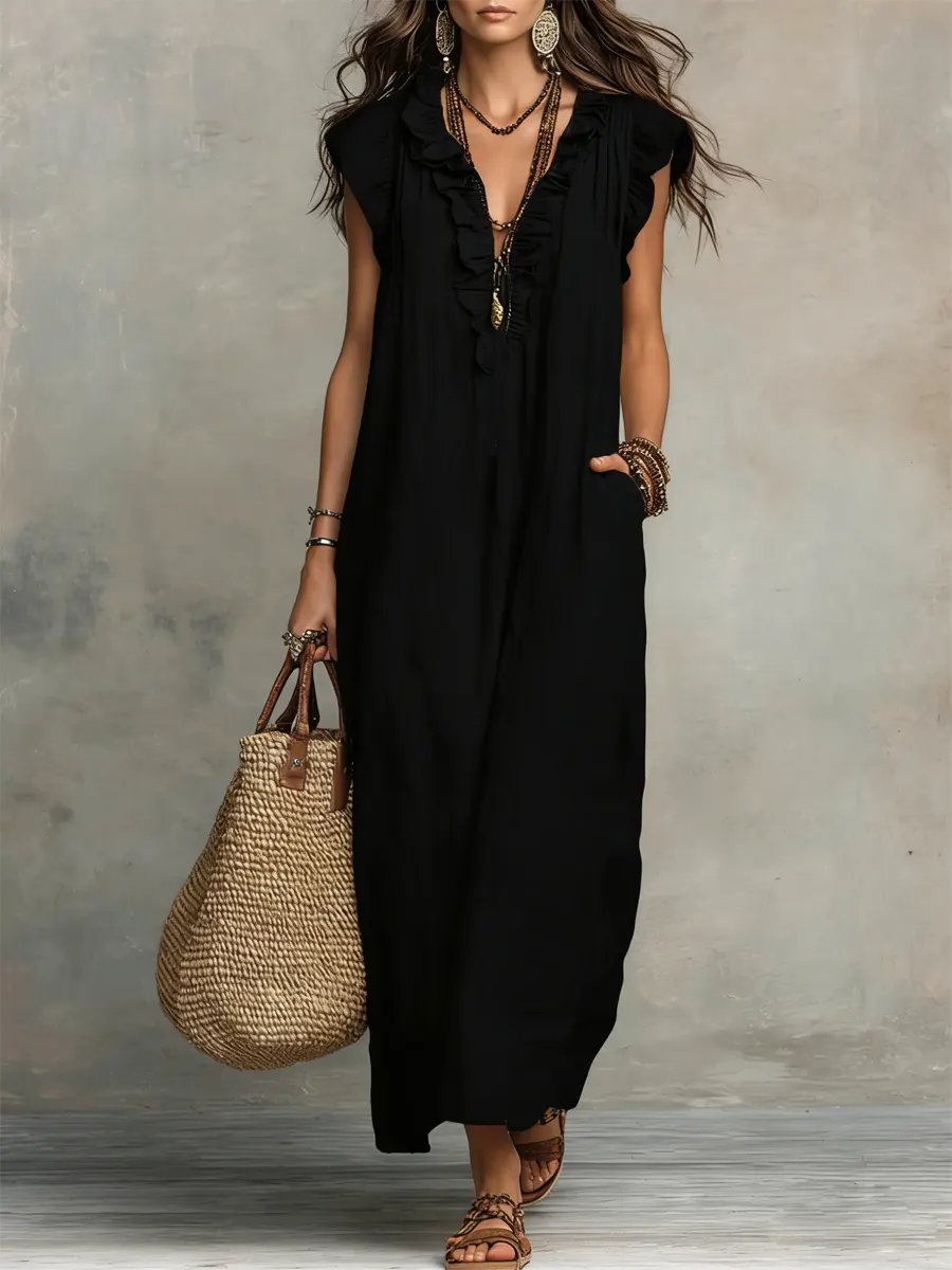 Sage™ | Flowing Ruffle Detail Maxi Dress