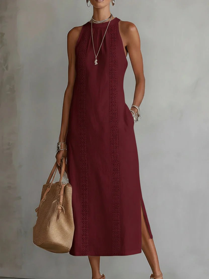 Alana™ | Flowy Midi Dress with High Neck