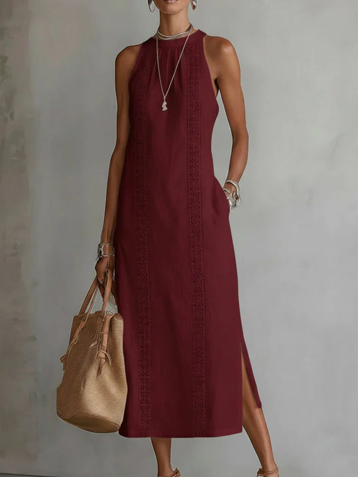 Alana™ | Flowy Midi Dress with High Neck