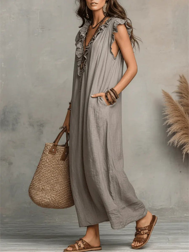 Sage™ | Flowing Ruffle Detail Maxi Dress
