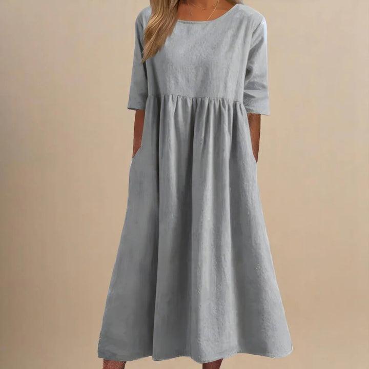 Gia™ | Relaxed Round Neck Mid Sleeve Dress