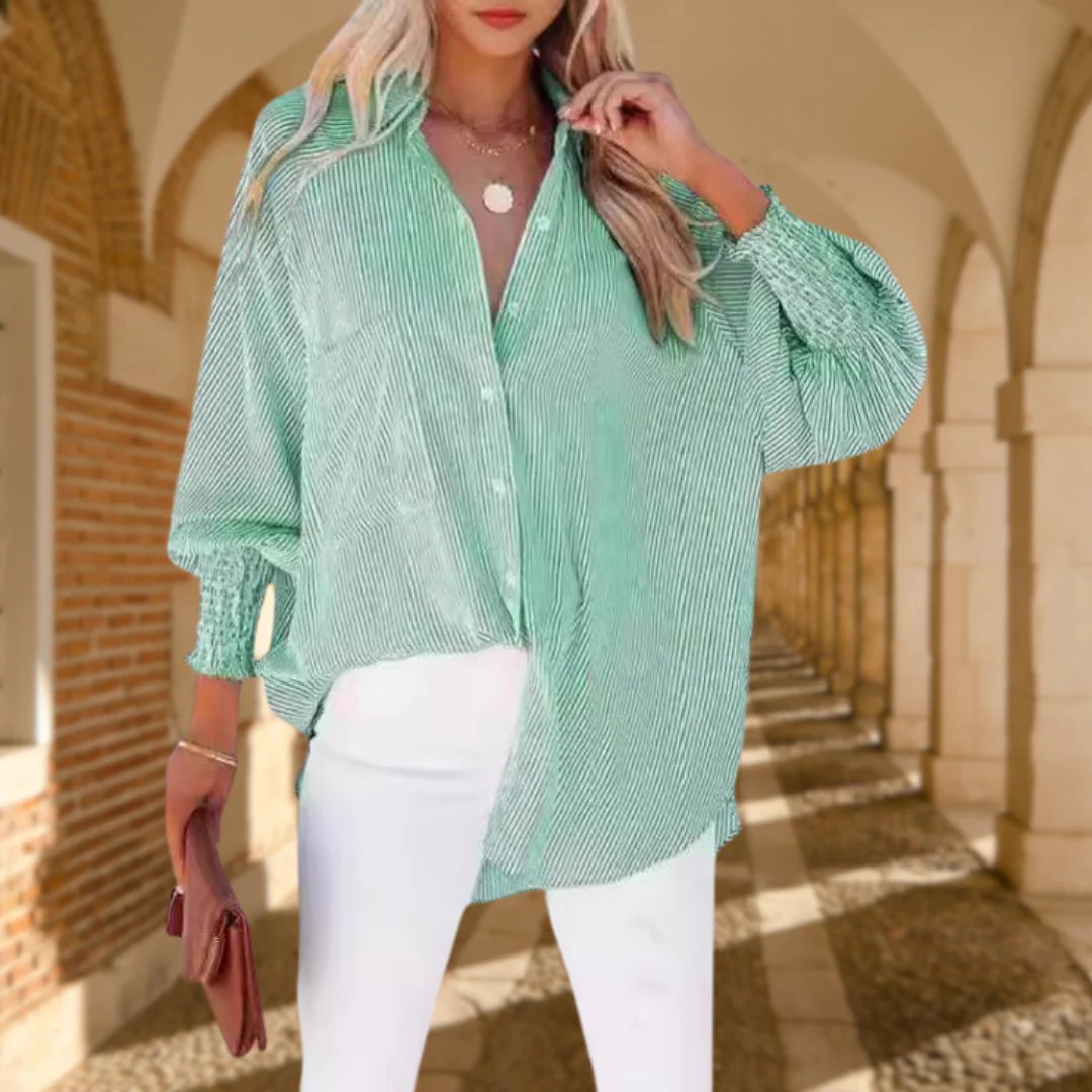 Makayla™ | Relaxed-Fit Striped Button-Up Shirt
