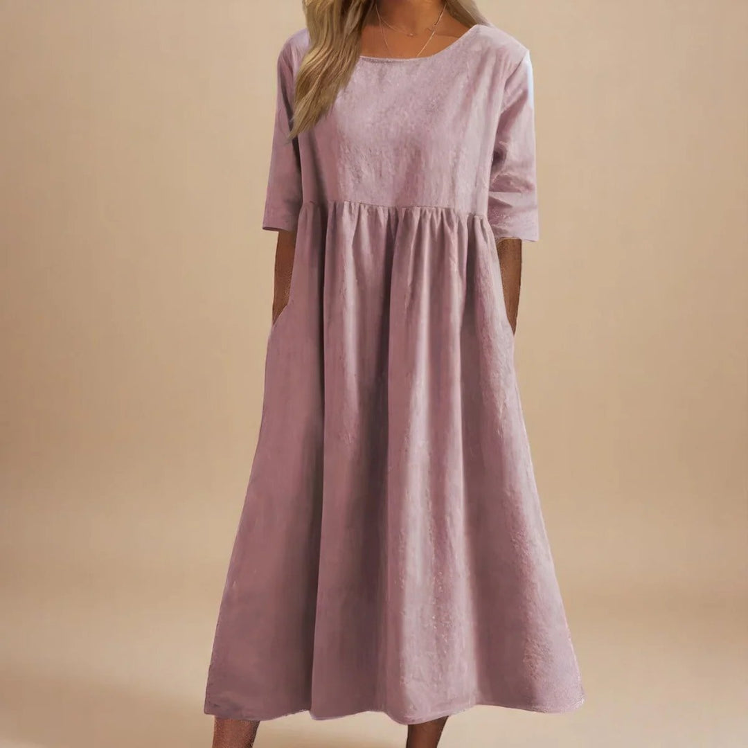 Gia™ | Relaxed Round Neck Mid Sleeve Dress