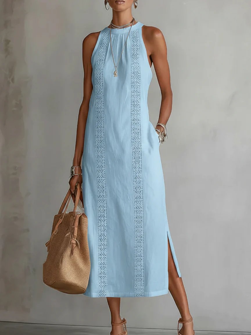 Alana™ | Flowy Midi Dress with High Neck