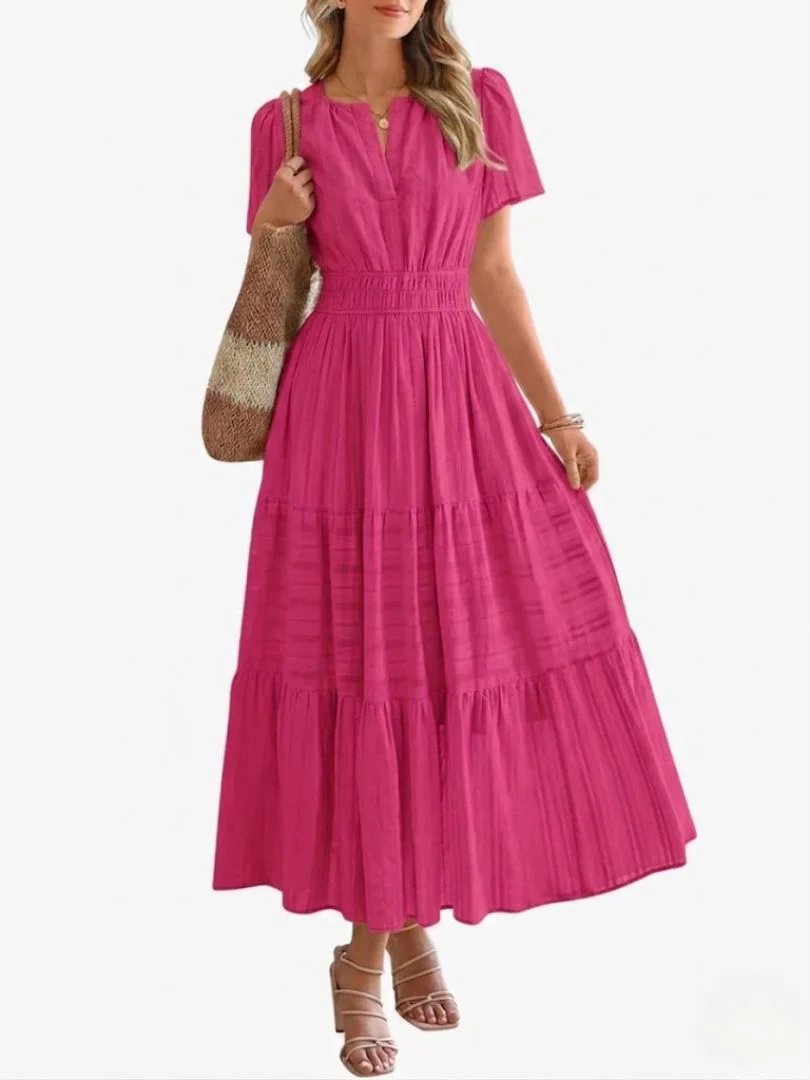 Nora™ | V-Neck Smocked Waist Tiered Maxi Dress