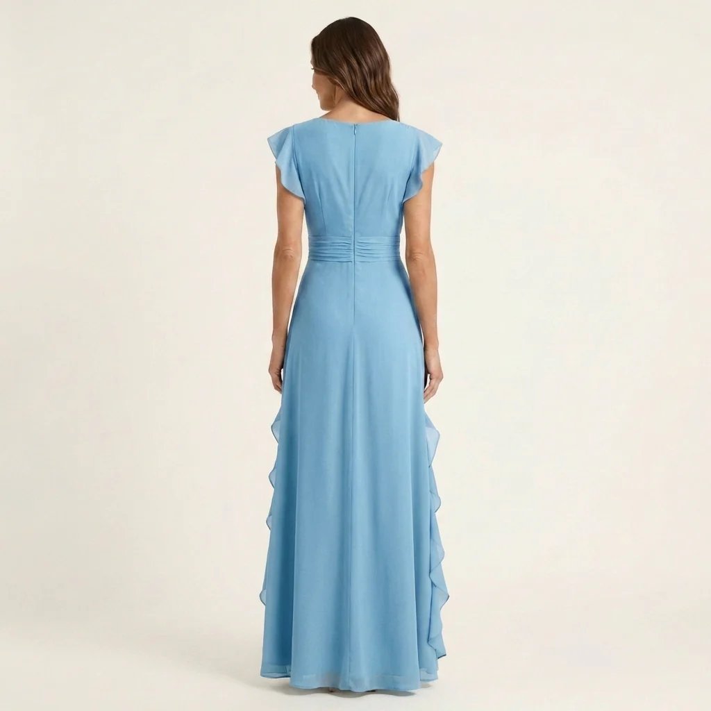 Victoria™ | Wrap V-Neck Flutter Sleeve Ruffle Maxi Dress