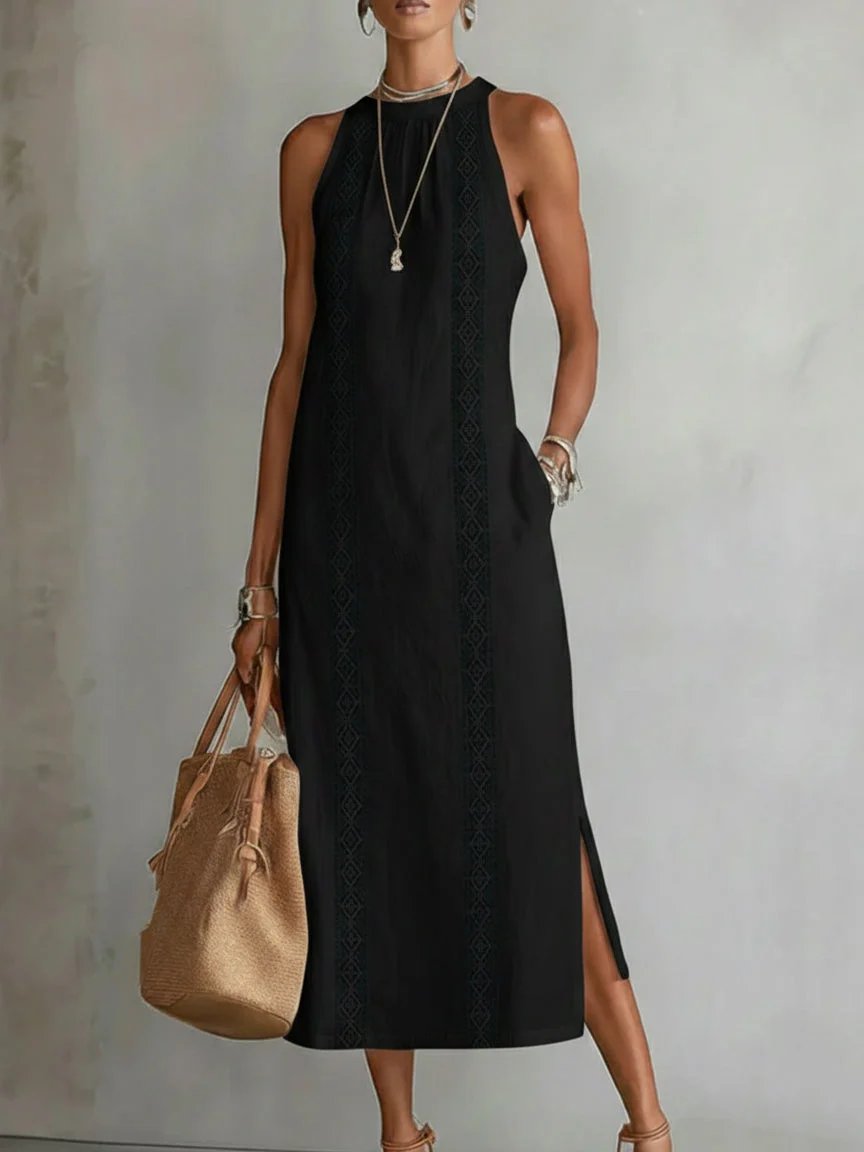 Alana™ | Flowy Midi Dress with High Neck
