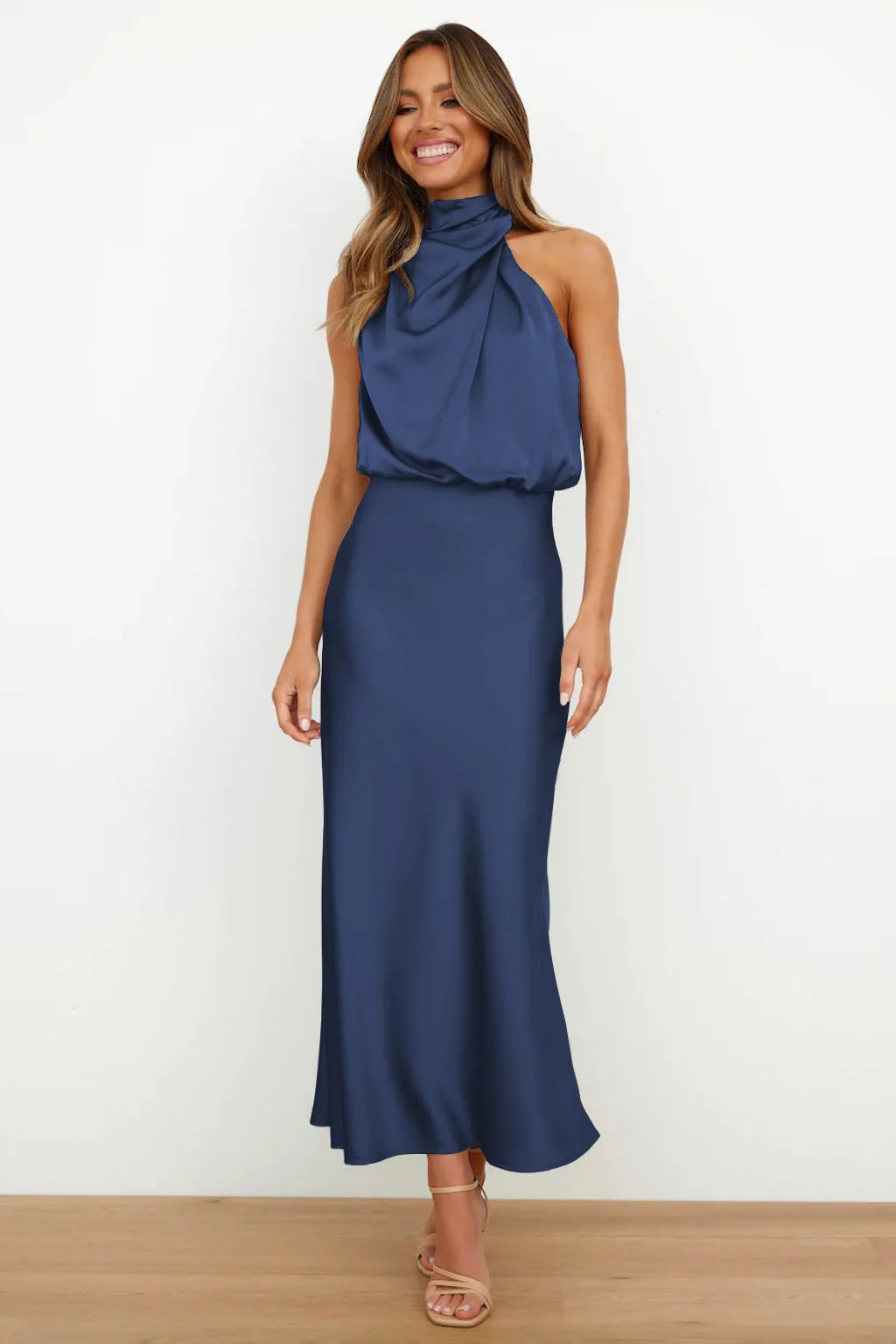 Cora™ | High Neck Draped Wedding Guest Dress