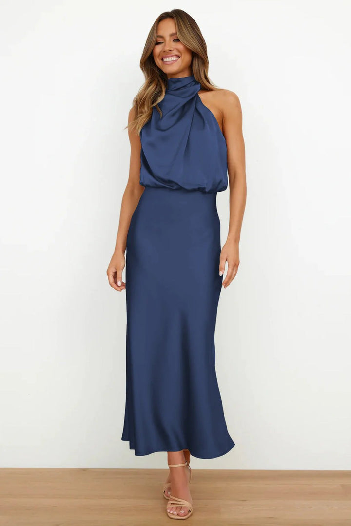 Cora™ | High Neck Draped Wedding Guest Dress