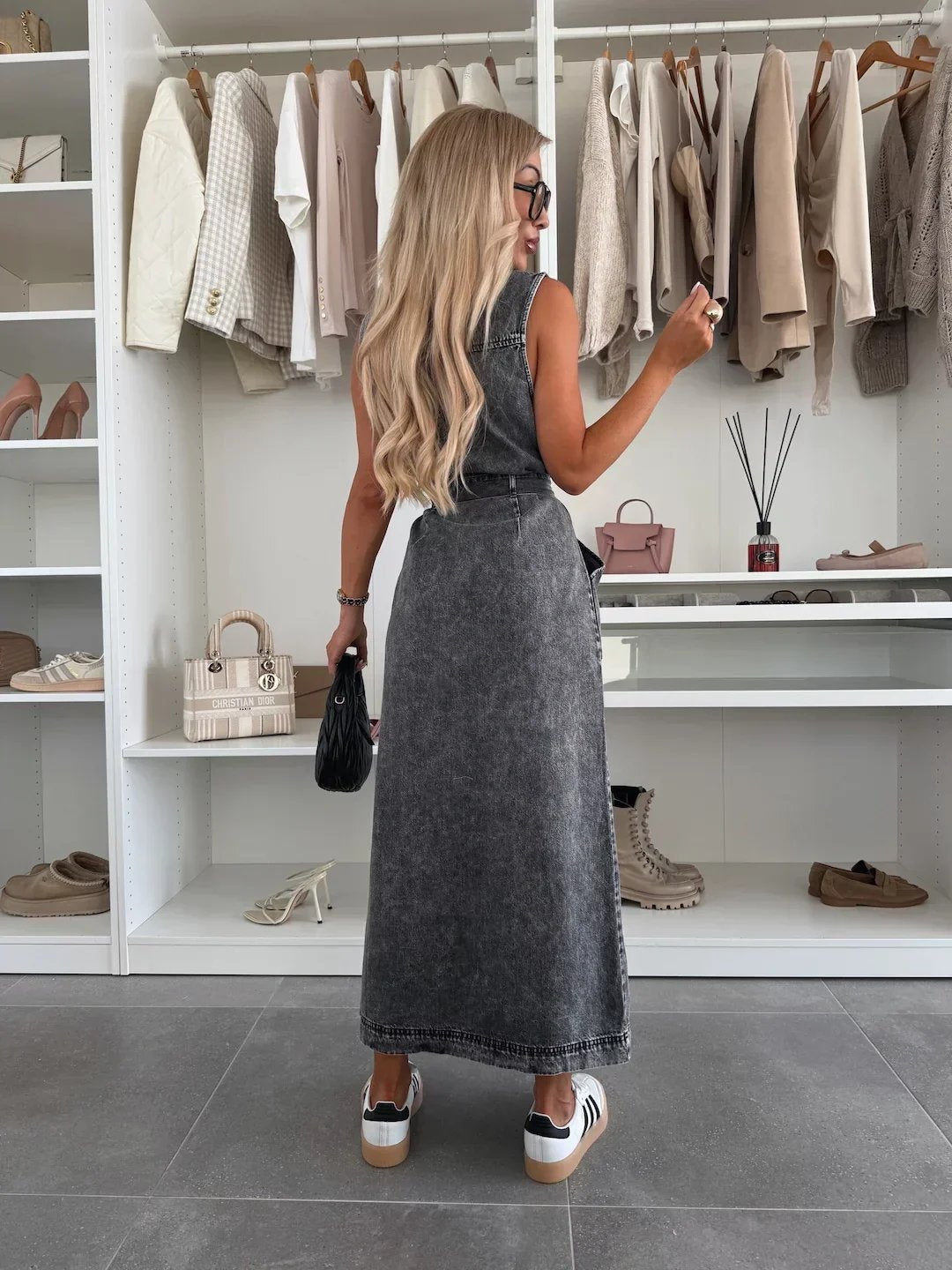 Iris™ | Button-Front Sleeveless Maxi Dress