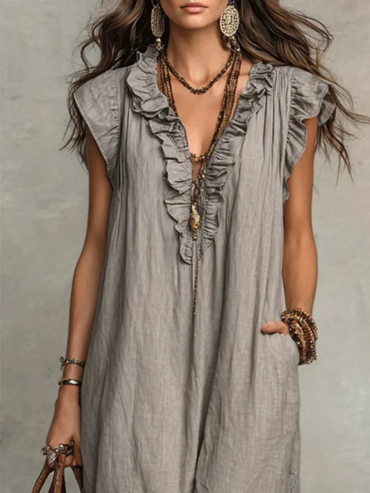 Sage™ | Flowing Ruffle Detail Maxi Dress
