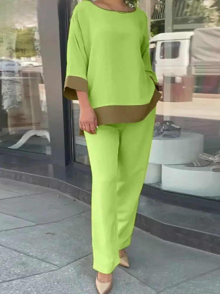 Ellie® | Loose Half-Sleeve Blouse And Wide-Legged Pants Set
